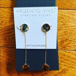 14K Gold Plated Over Sterling Silver Drop Earrings